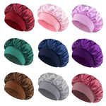 Gorro de Baño de Satén Ancho, Color Liso, para Dormir y Cuidado del Cabello