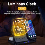 Cargador Inalámbrico de Sobremesa 5 en 1 con Reloj y Luz Nocturna LED
