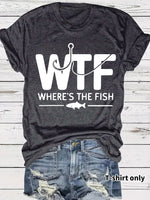 Camiseta de Manga Corta con Estampado de Pesca