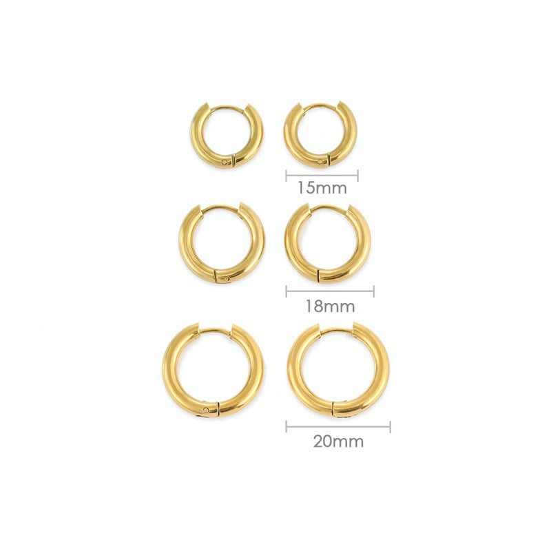 Pendientes de Aro de Acero Inoxidable, Set de 3 Pares