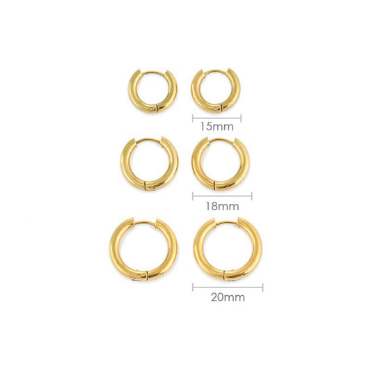 Pendientes de Aro de Acero Inoxidable, Set de 3 Pares