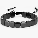 Pulsera de Ónix Negro Facetado para Hombre, Cuentas Elásticas Combinables