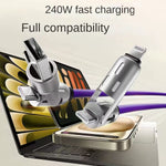 Cable de Carga LED 4 en 1, Carga Rápida PD 100W y 6A para Coche