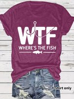 Camiseta de Manga Corta con Estampado de Pesca