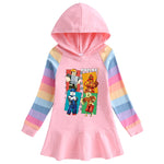 Vestido Infantil Arcoíris con Bajo de Volantes, Estampado de Dibujos Animados