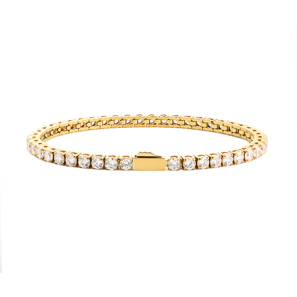 Pulsera Tenis Hip-Hop 3-5mm, Acero Inoxidable con Circonitas