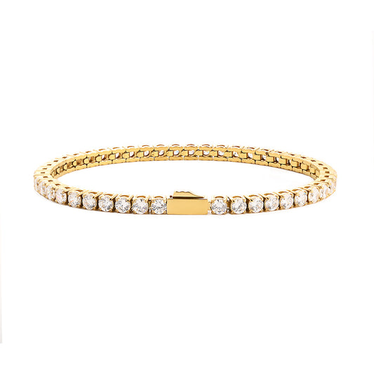 Pulsera Tenis Hip-Hop 3-5mm, Acero Inoxidable con Circonitas