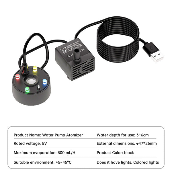 Nebulizador Ultrasónico USB para Estanques, Fuentes, Peceras y Jardines de Rocalla