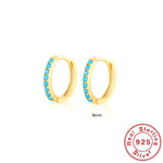 Pendientes de Aro S925 en Plata de Ley, con Turquesa y Circonitas, Baño de Oro 18K