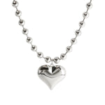 Collar de Bolitas con Colgante de Corazón Chapado en Oro 18K, Estilo Minimalista Geométrico