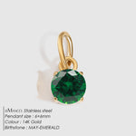 Colgante Redondo de Circonita con Piedra del Mes de Nacimiento, Acero Inoxidable