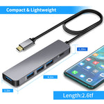 Hub USB-C 4 en 1, Expansión USB 3.0 con Carga PD 100W