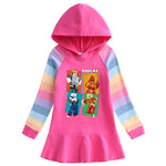 Vestido Infantil Arcoíris con Bajo de Volantes, Estampado de Dibujos Animados