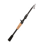 Caña de Pesca Telescópica de Carbono 1,5-2,4m, Giratoria, Mango de Madera