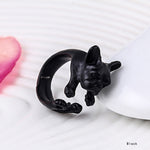 Anillo Abierto de Perro Abrazando, Regalo para Amantes de las Mascotas