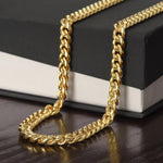 Collar de Acero Inoxidable con Cadena Cubana Pulida a Doble Cara