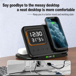 Cargador Inalámbrico de Sobremesa 5 en 1 con Reloj y Luz Nocturna LED