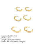 Pendientes de Aro de Acero Inoxidable, Set de 3 Pares
