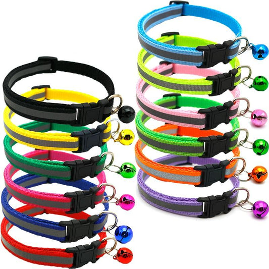 Collar Reflectante con Cascabel para Perro y Gato, Ajustable