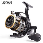 Carrete de Pesca LINNHUE HE7000, Freno Máximo 10kg, Alta Velocidad 5.2:1, Carrete Spinning de Metal