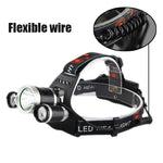 Linterna Frontal LED de Alta Potencia, Ajustable 90°, 4 Modos de Luz