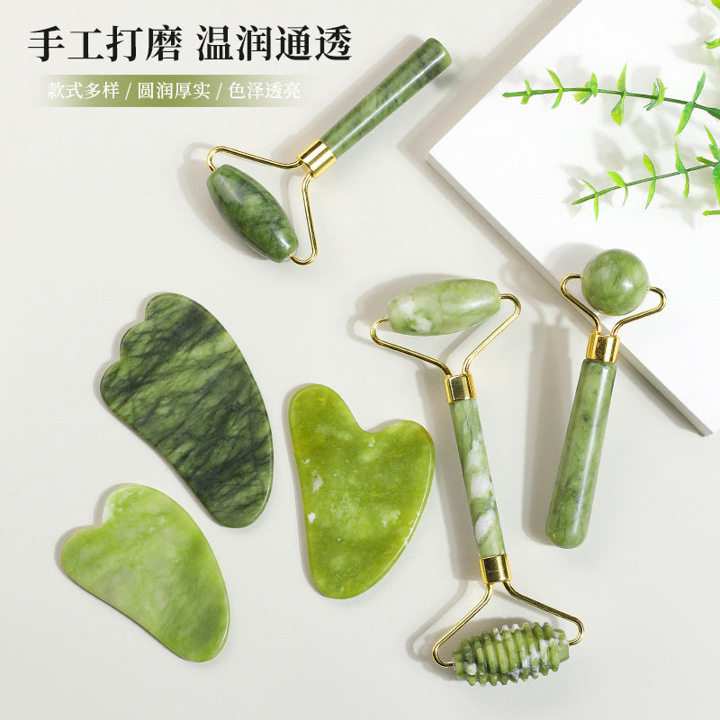 Rodillo de Jade Xiuyan para Masaje Facial, Set de Gua Sha con Doble Cabezal