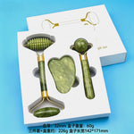 Rodillo de Jade Xiuyan para Masaje Facial, Set de Gua Sha con Doble Cabezal