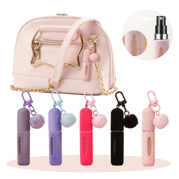 Mini Perfumero Decantador de Bolsillo 5ml, Colgante Peludo para Bolso