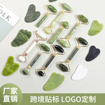 Rodillo de Jade Xiuyan para Masaje Facial, Set de Gua Sha con Doble Cabezal