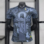 Camiseta de Fútbol Transpirable de Secado Rápido, Edición Brasil, Negro y Gris