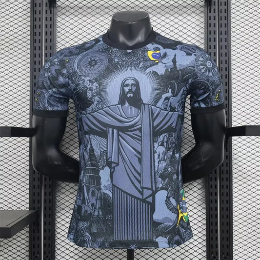 Camiseta de Fútbol Transpirable de Secado Rápido, Edición Brasil, Negro y Gris