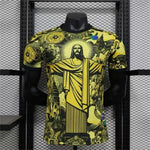 Camiseta de Fútbol Transpirable de Secado Rápido, Edición Brasil, Negro y Gris