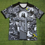 Camiseta de Fútbol Transpirable de Secado Rápido, Edición Brasil, Negro y Gris