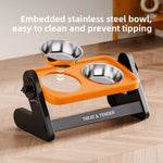 Comedero Elevado Ajustable en Altura, Acero Inoxidable, para Perros y Gatos