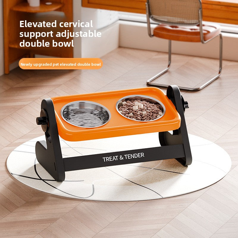 Comedero Elevado Ajustable en Altura, Acero Inoxidable, para Perros y Gatos