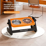 Comedero Elevado Ajustable en Altura, Acero Inoxidable, para Perros y Gatos