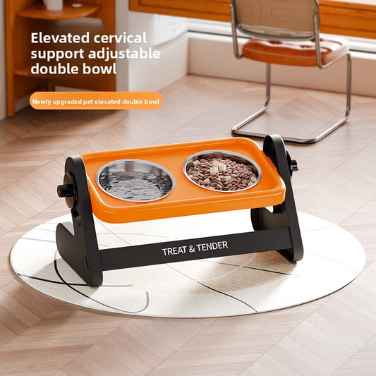 Comedero Elevado Ajustable en Altura, Acero Inoxidable, para Perros y Gatos